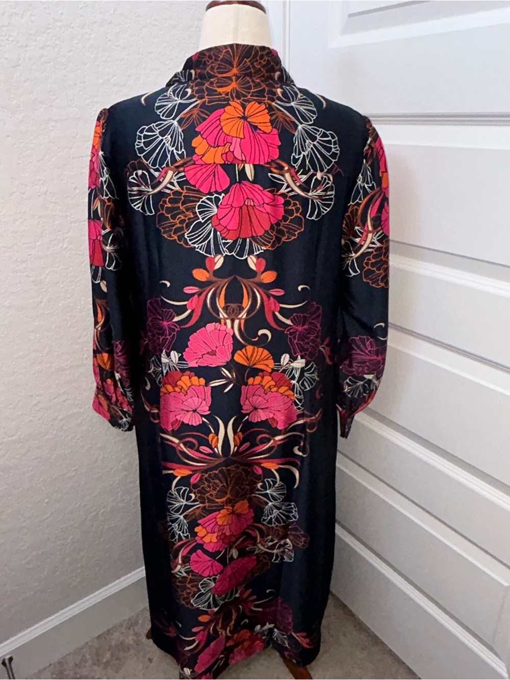Chico’s Floral Print Button Front Bloussant Long Sleeve Maxi Shirt Dress Chicos - Picture 3 of 12